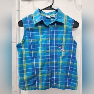 Y2K Disney Eeyeore sleeveless button-up blouse